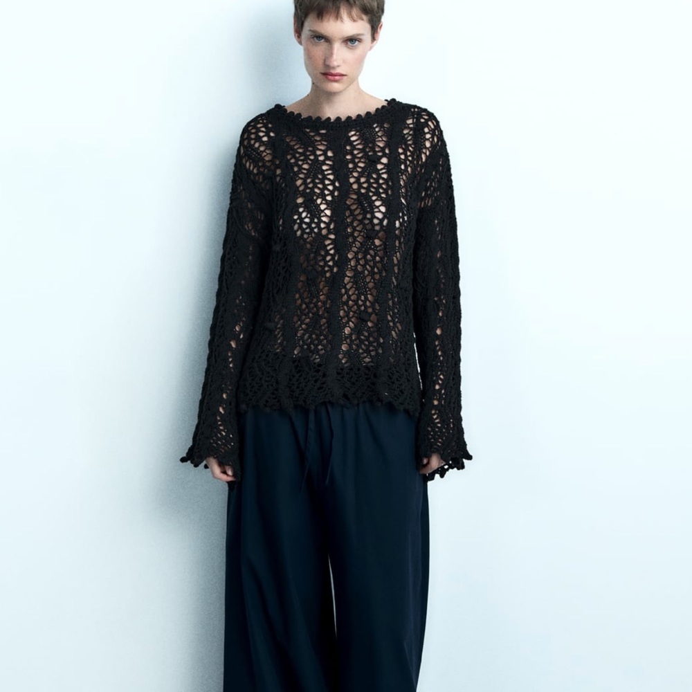 Zara openwork knit sweater